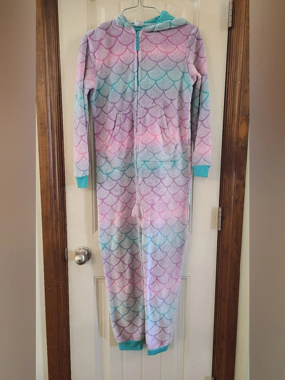 Kids Pastel Mermaid-Print One-Piece Pajamas Size L
